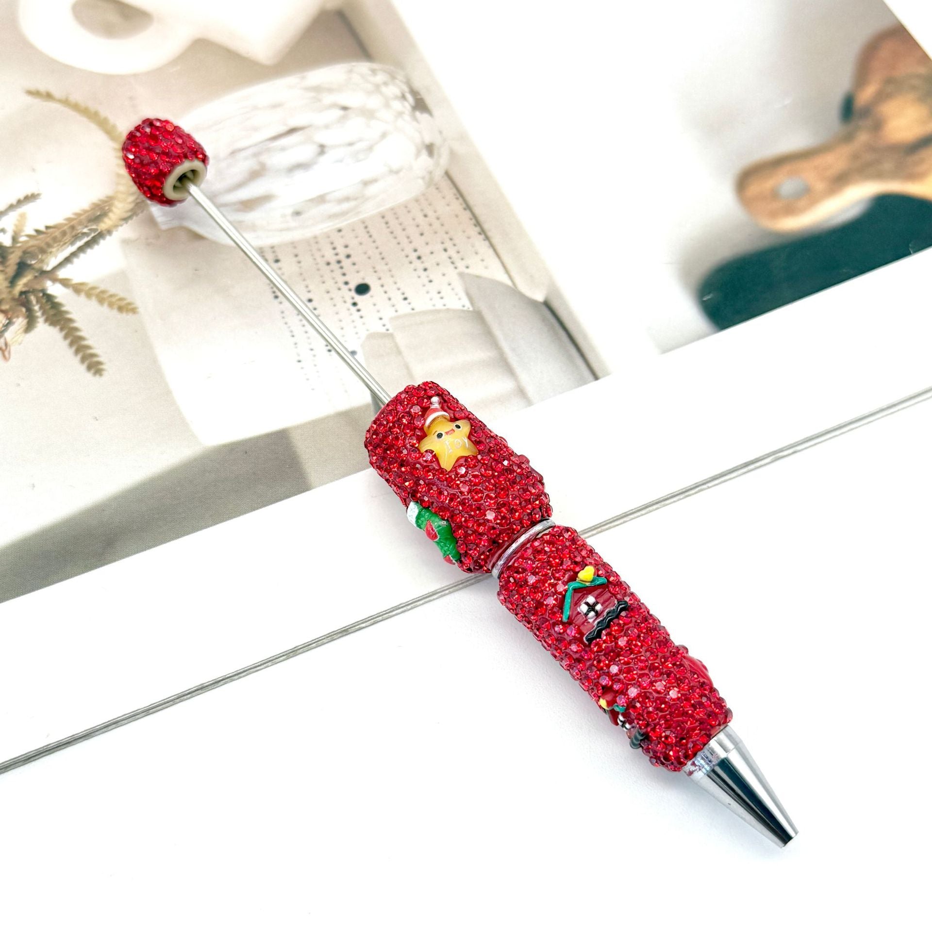 Wholesale Christmas Full Diamond Pen DIY Beadable Pen Elk Snowman